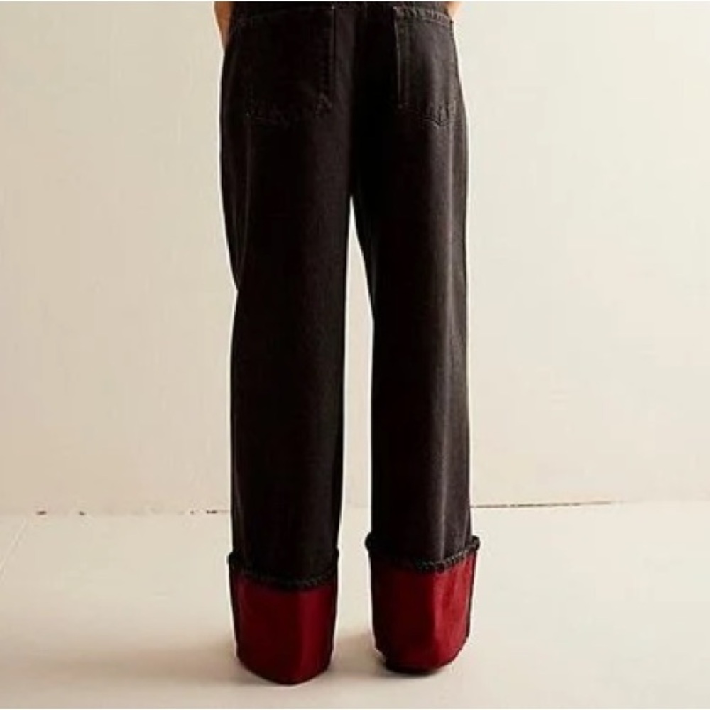 We The Free Black Boyfriend Jeans with Rolled Cuffs